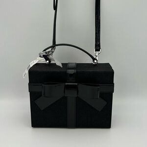 Kate Spade Black Glitter Leather Wrapping Party Gift Box Crossbody Shoulder Bag